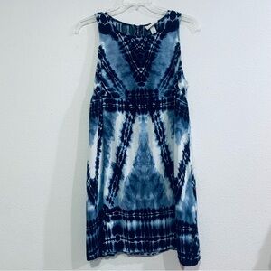 Sleeveless Tie-Dye midi Dress, blue and white, 100% Ryon lightweight